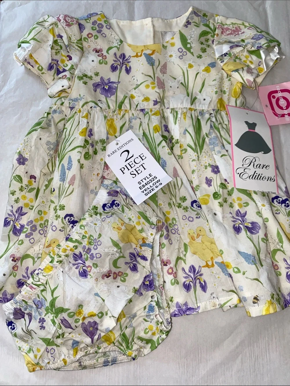 NWT Rare Editions Baby Girls Floral Dress Bloomer Set 6-9M